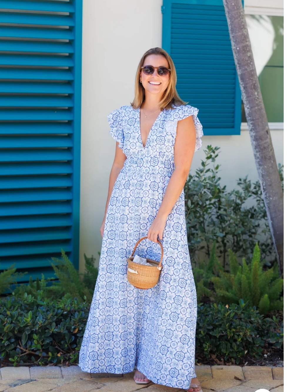 Sail To Sable V Neck Flutter Sleeve Maxi Dress XXS NWT